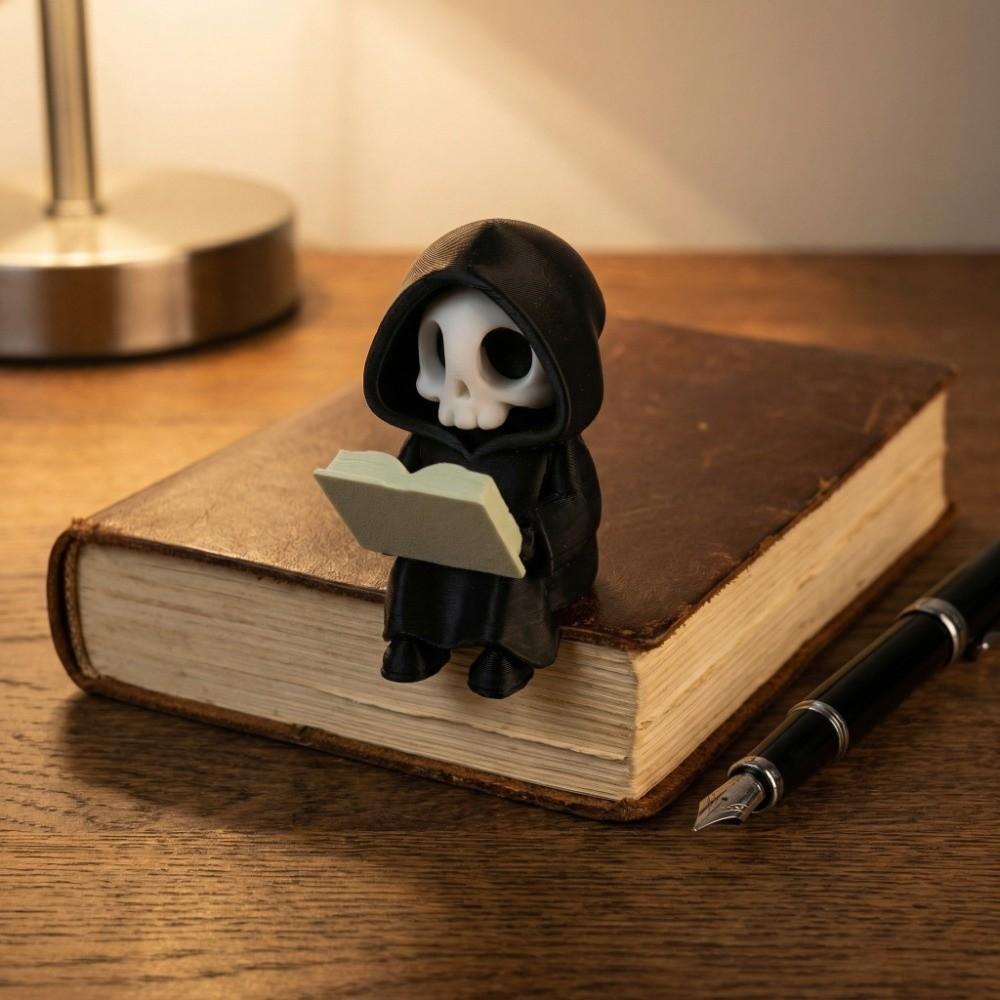 Creative Gothic Decoration Cartoon Reading Pose Ghost Statues Creative Cute Ghost Ornaments  Gifts