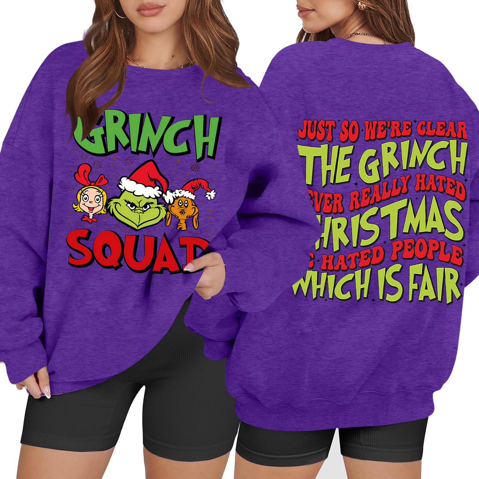 

Женская повседневная модная толстовка с длинным рукавом и рождественским принтом с круглым вырезом M фиолетовый