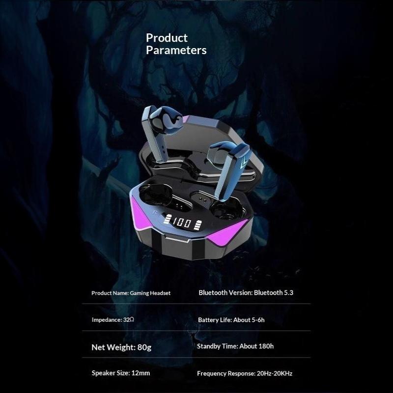 Wireless Gaming Earbuds Low Latency HD Mic RGB Light HiFi Sound For E Sports Mobile Gaming