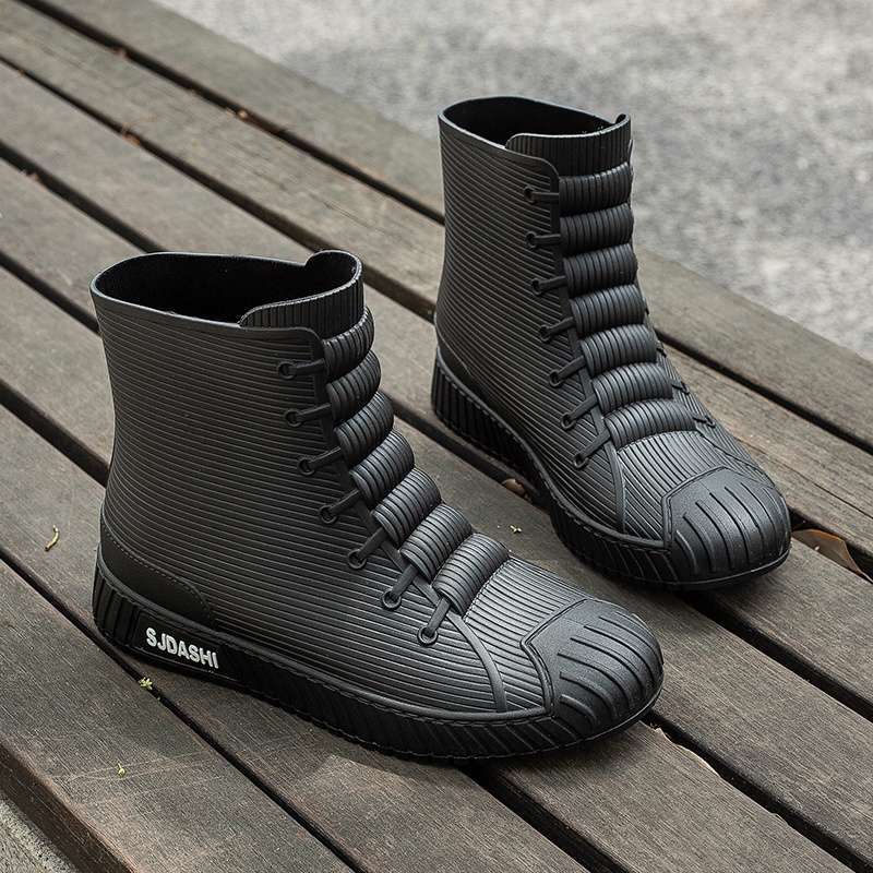 Rain Shoes Short Tube Waterproof Water Shoes Non-slip and Warm Men's Rain Boots Women's Kitchen Velvet Wear-resistant New Rubber Shoes Water Boots