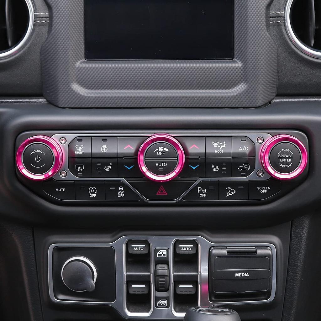 JeCar Air Conditioner Radio Switch Knob Cover & Headlight Knob Cover Aluminum Alloy AC