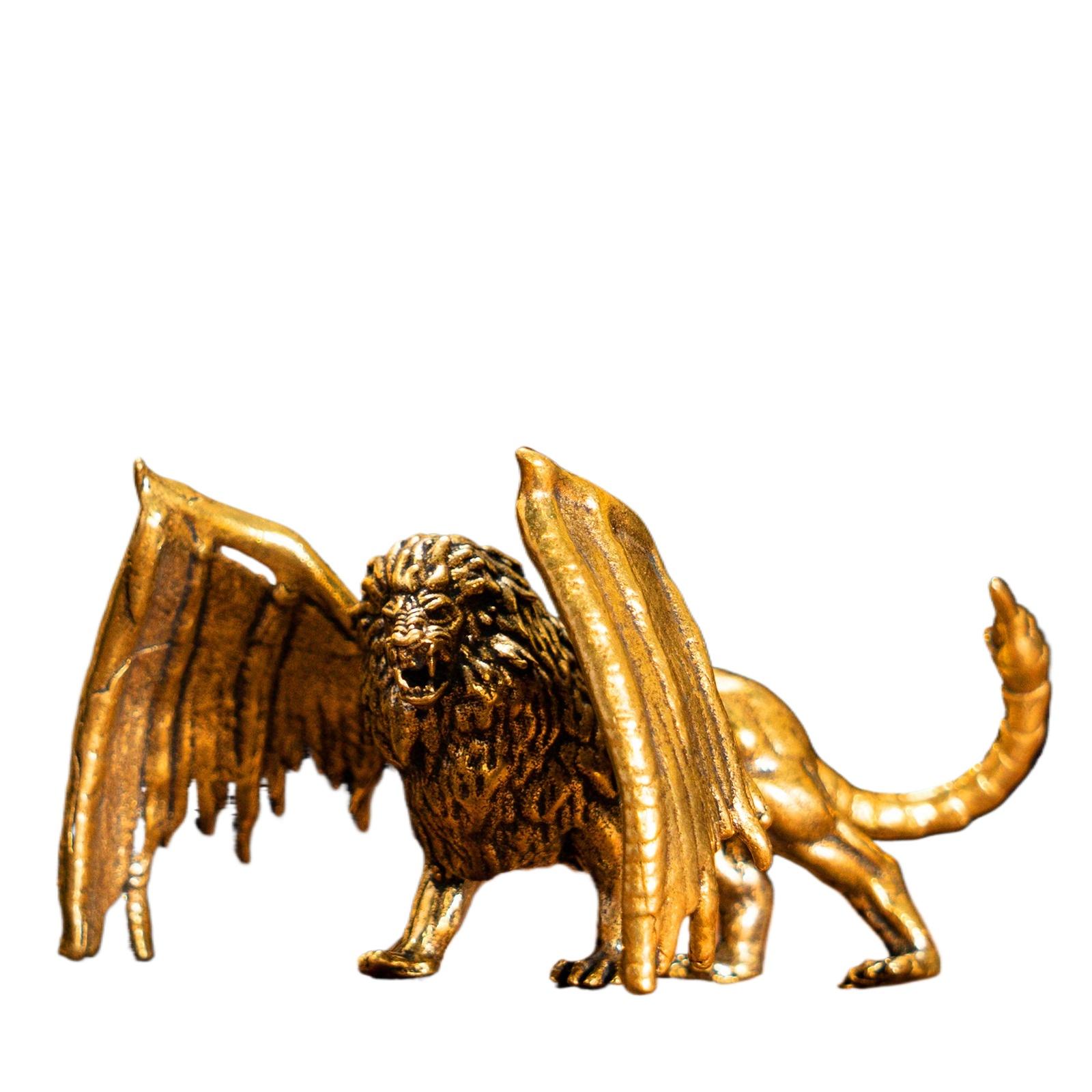 Solid Bronze Griffin Statue Mythical Creature Sculpture Vintage Home Decor Handmade Figurine Bookshelf Desk Gift Collector Art золотой