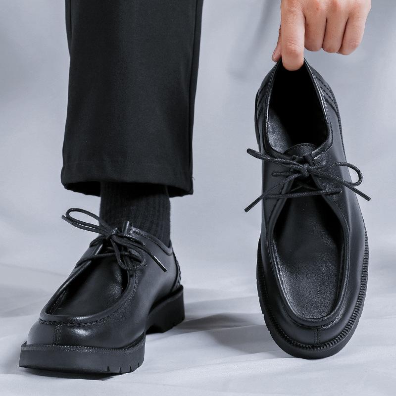 2024 Leather Shoes Men's Summer British Style Men's Casual Business Big Head Grow Korean Version Low Top 43229-R