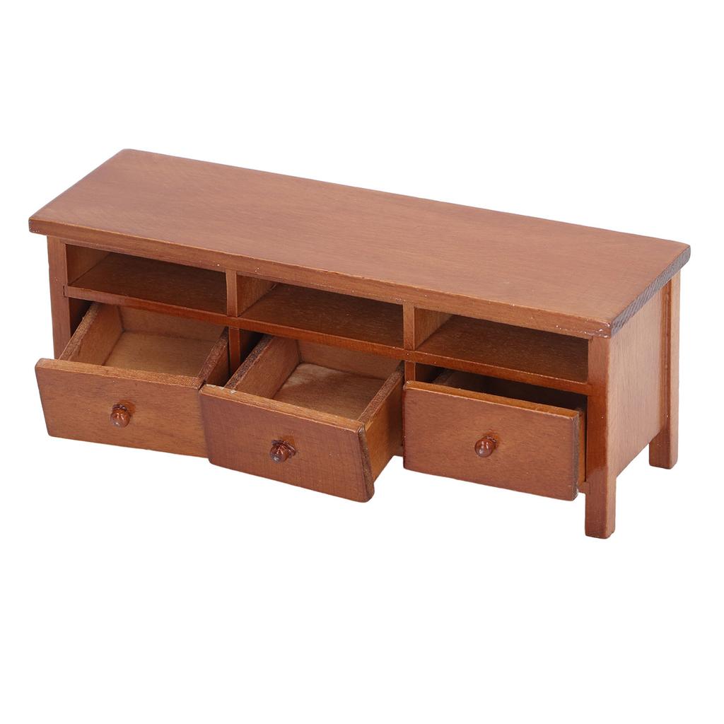 Miniature TV Cabinet Simulation Drawers Design Decorative Wooden Furniture Model for 1Celsius12