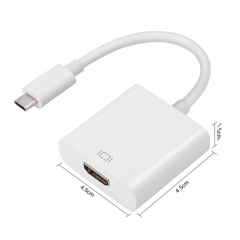 White USB 3.1 Type C USB-C to 4K HDMI Adapter Cable For Google Apple