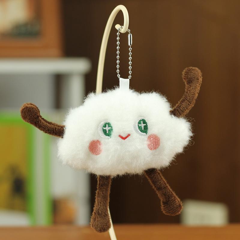 

Mini Colorful Soft Cloud Plush Toy Adorable Cloud Keychain Accessory Bag белый