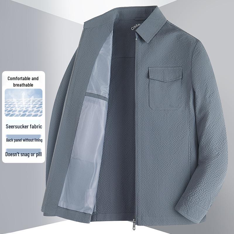 High-End Spring Business Casual Jacket - Turn-Down Collar, Zipper, Lightweight Executive Workwear