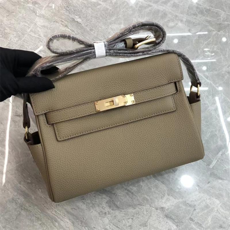 The first layer of cowhide TOGO cowhide KL bag women's versatile retro mailman bag spring senior feeling shoulder messenger bag