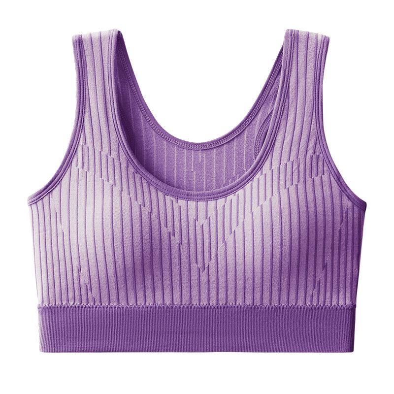 Women s Wireless Sport Yoga Bra: Comfortable, Shockproof, Padded Support with U-Shaped Back One Size фиолетовый