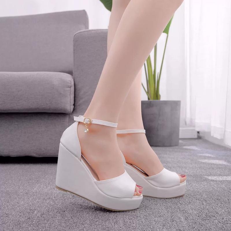 Women Summer Shoes 2026 Sexy Open Toe Ankle Strap Platform High Heels Wedge Sandals Party Wedding Dress Ladies Shoes