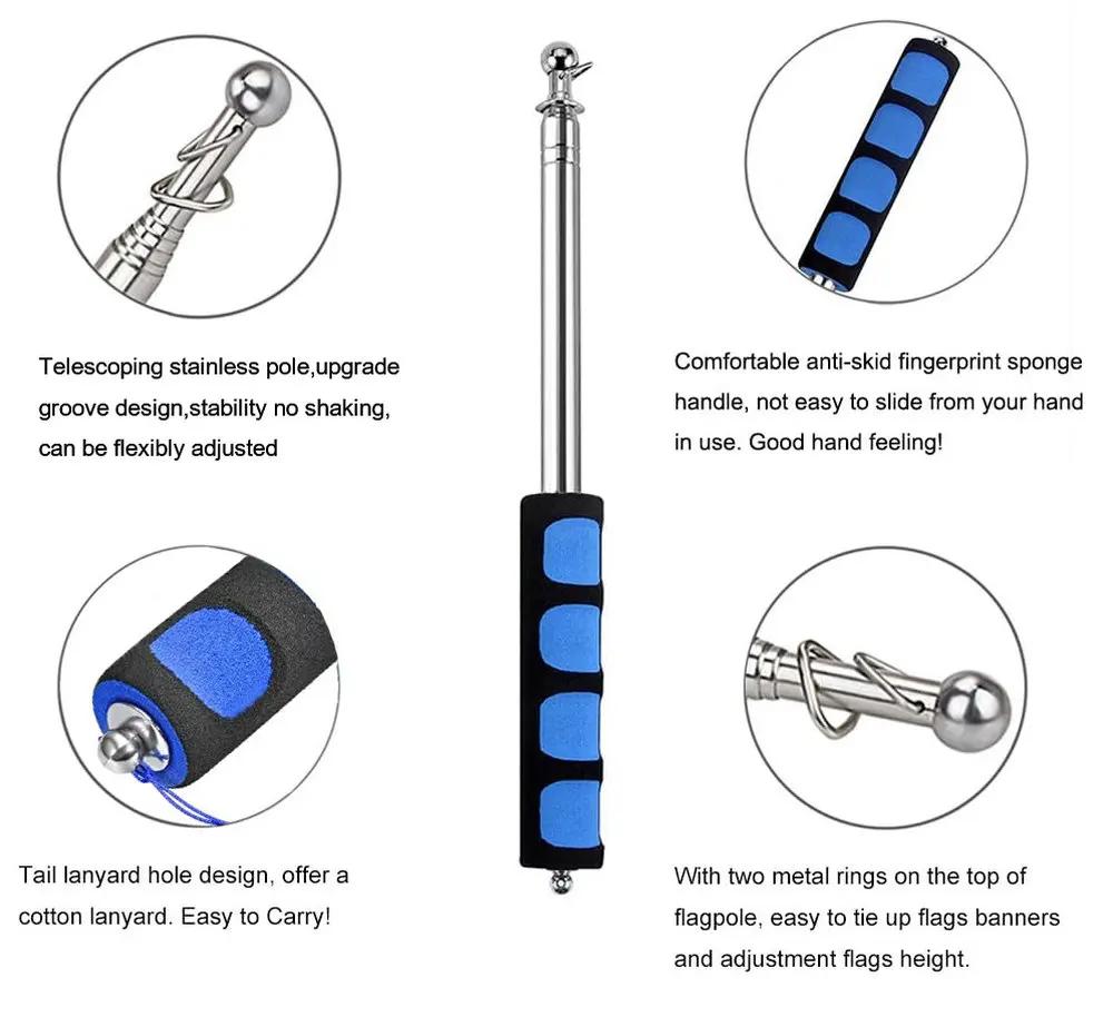 Teleskopická vlajková tyč z nerezové oceli, venkovní vlajková tyč, učitelské ukazovátko, banner průvodce, nový, 1,2 m, 2 M