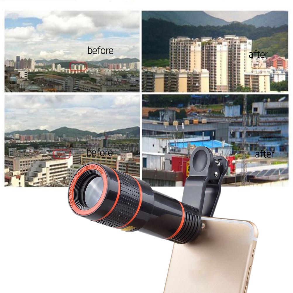 Clip-On 12X Optical Zoom Hd Telescope Camera Lens For Universal Mobile Phone