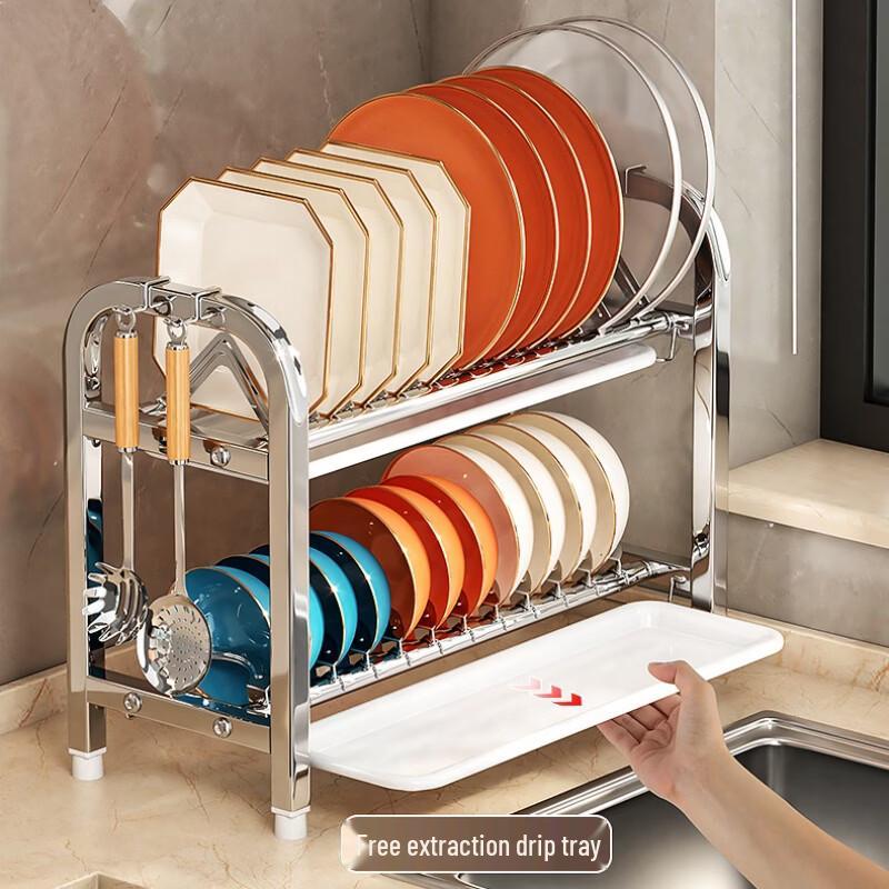 Double-Layer Stainless Steel Countertop Dish Drying Rack