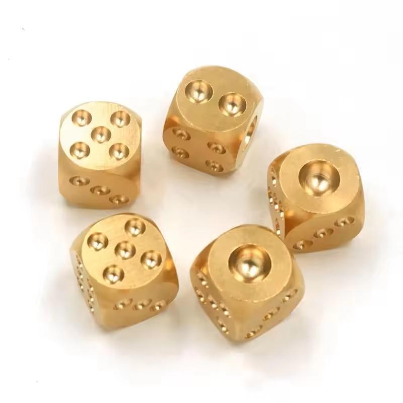 2/3/4/5/6Pcs 15Mm Metal Dice Solid Brass Gold High-Quality 6-Sided Game Dice Hand Polished Stress Relieving Family Gathering Toy