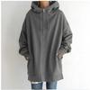 2025 Autumn Winter Women's Oversized Zip Hoodie, Stand Collar Plush Lined Long Hooded Coat for Streetwear