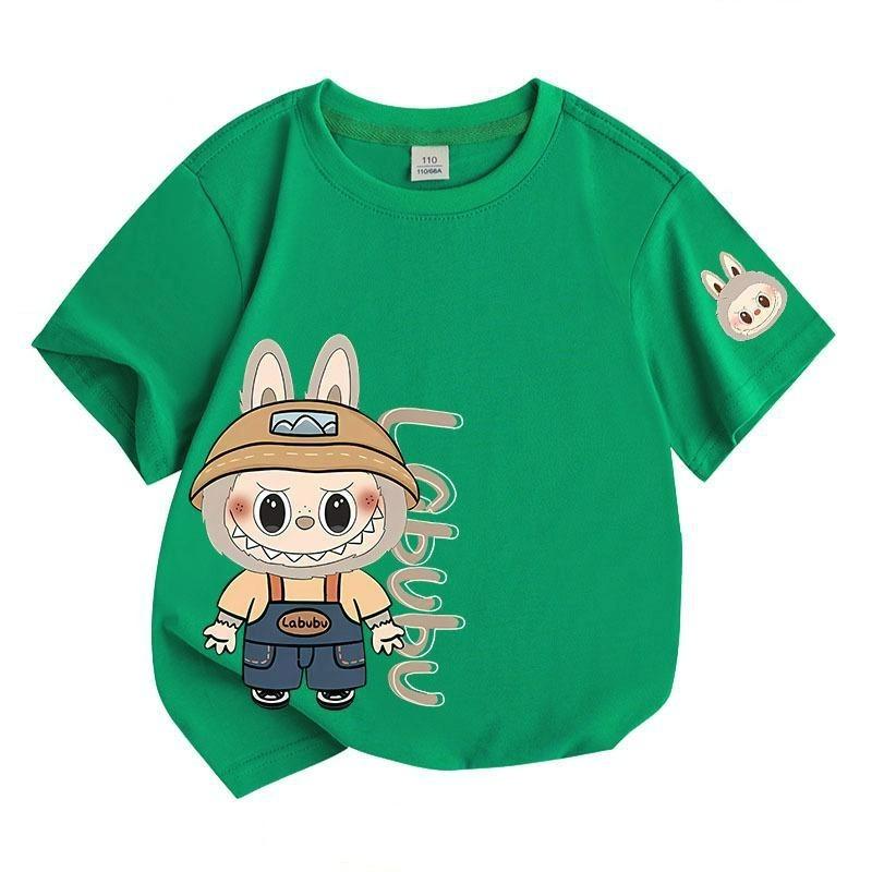 LABU Letter Elf Cartoon Graphic Printed T-shirt Kids and Women Tees Top Summer Casual Men's Unisex Short Sleeve Clothing