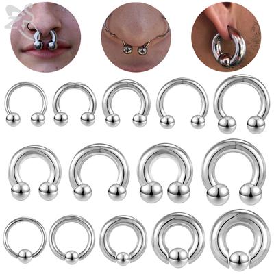 ZS 1 Stück 2/4/6/8G Nasenring aus rostfreiem Stahl in Hufeisenform für Männer mit Innengewinde und großem Durchmesser, Ohr-Expander-Septum-Piercing