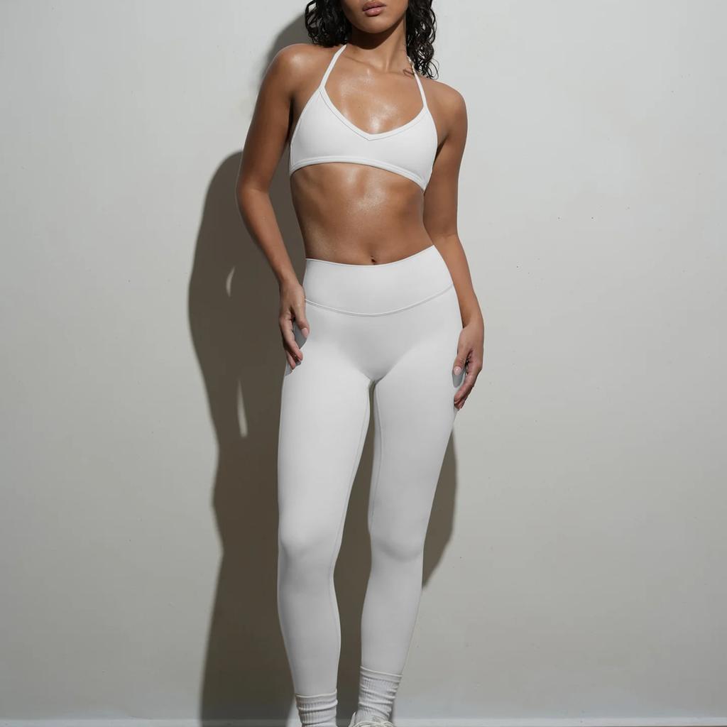 New Neck and Chest Gathering Underwear Yoga Suit Fitness Leggings Pilates Quick-drying Two-piece Set