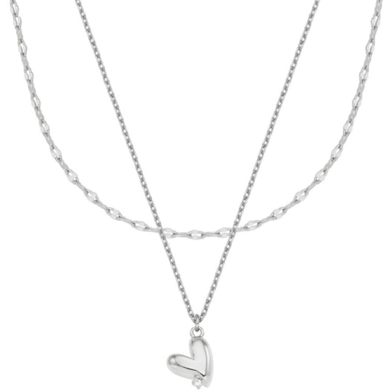 Eenie Beenie Level Heart Two-line Necklace