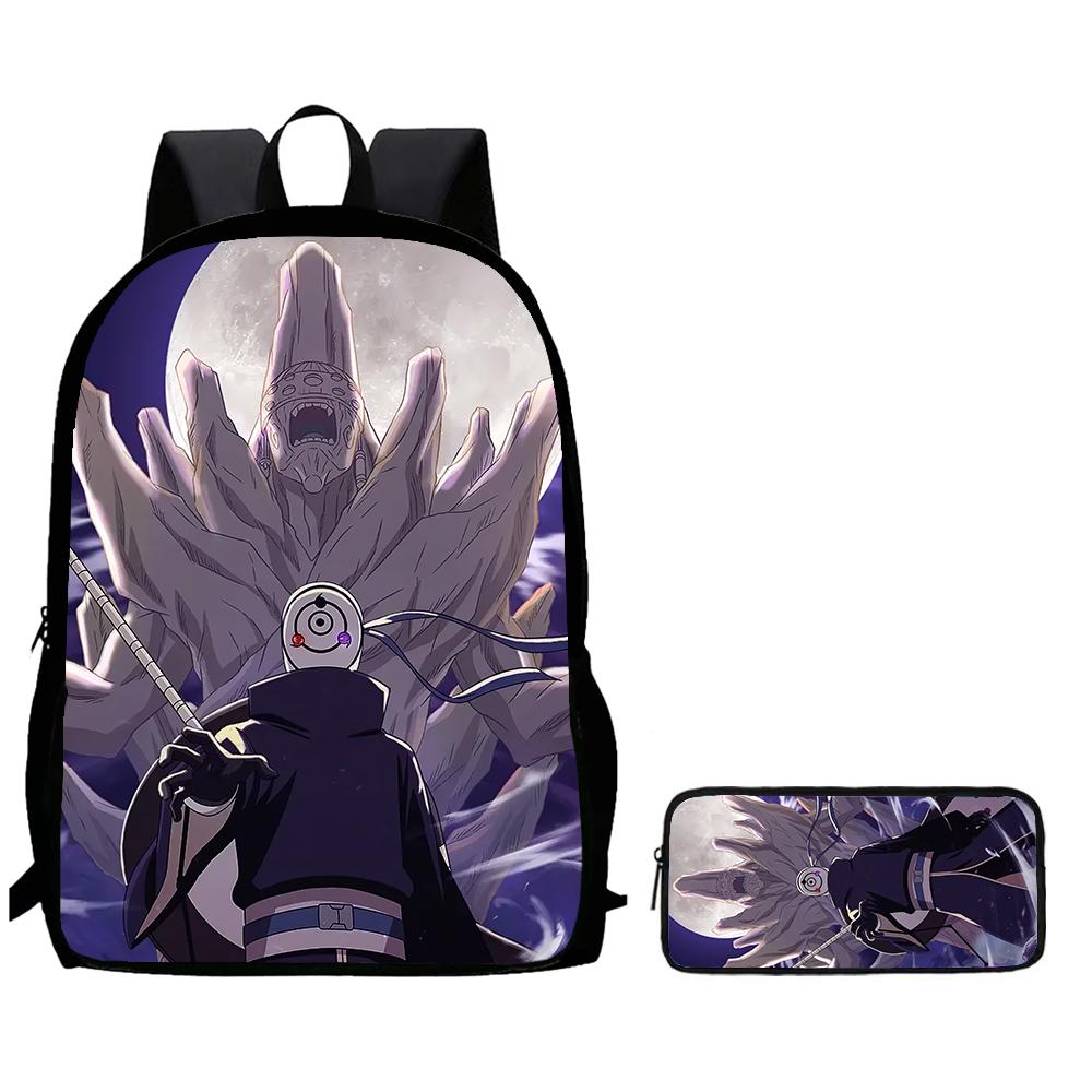 2Pcs Set Kids Backpack With Pencil Bag, Cartoon NARUTO School Bag For Boys Girls Aged 6-10, Durable Lightweight School Backpack.