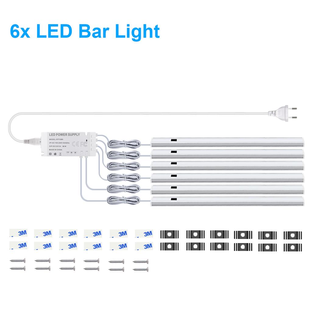 Bathroom Kitchen LED Under Cabinet Light Hand Scan Motion Sensor Switch 12V Aluminum Bar Light Tube DIY Bedroom Shelf Backlight