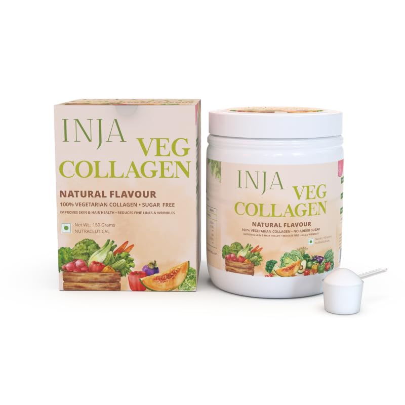 INJA Wellness Veg Collagen Supplement Powder for Women, Men, 100% Vegetarian, No Added Sugar, Improves Skin and Hair Health, Natural Flavour, 150g