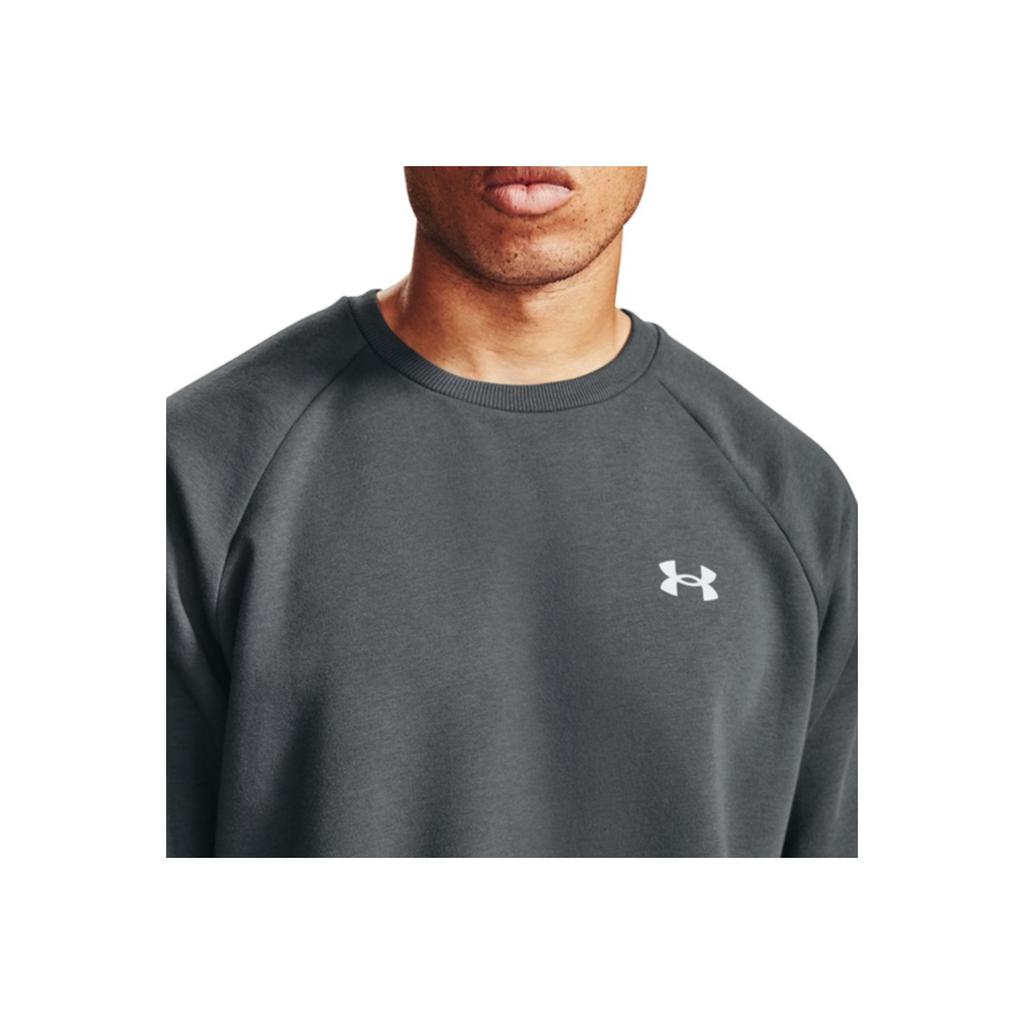 Under Armour Rival Cotton Fleece Crew Sweatshirt Men Tops Gray 1357104-012
