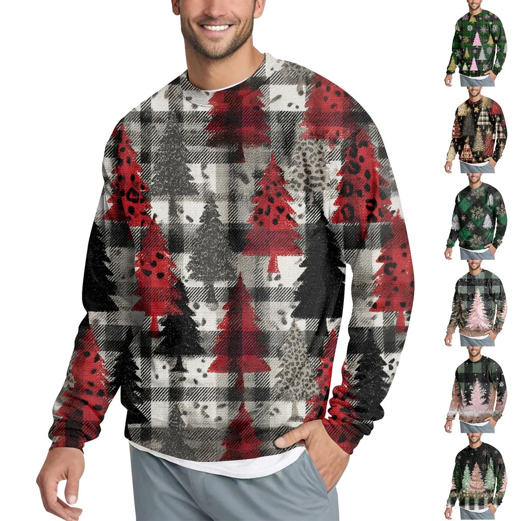 Men's Casual Fashion Printed Round Neck Pullover Sweatshirt