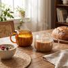 Tazza in Vetro a Forma di Zucca con Manico per Cucina di Casa, Tè e Caffè