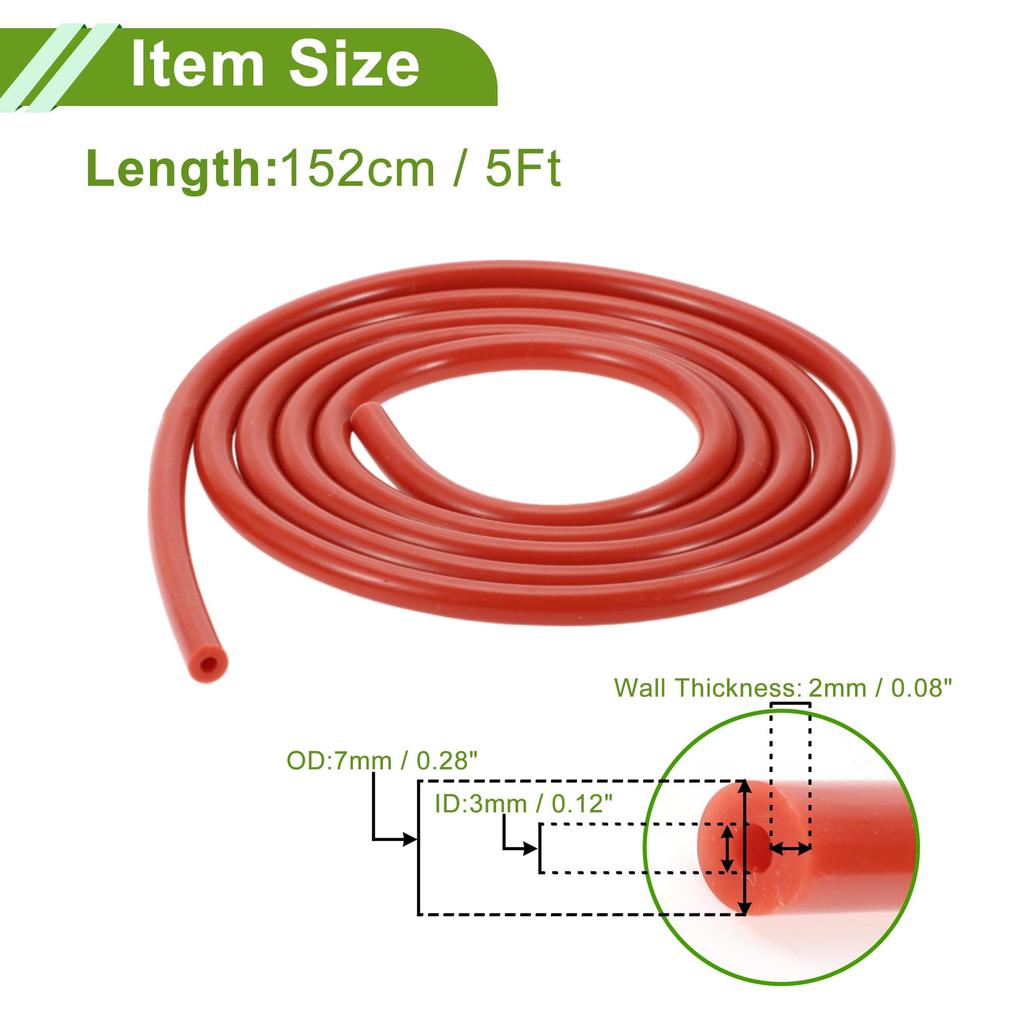 HOPESPANNER 5Ft 1/8" 3.0mm ID 2mm ThickNe-ss Silicone Vacuum Tube