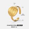 18K Gold Adjustable Smiley Face Open Ring for Women - Light Luxury, Simple, Colorfast Stainless Steel Jewelry