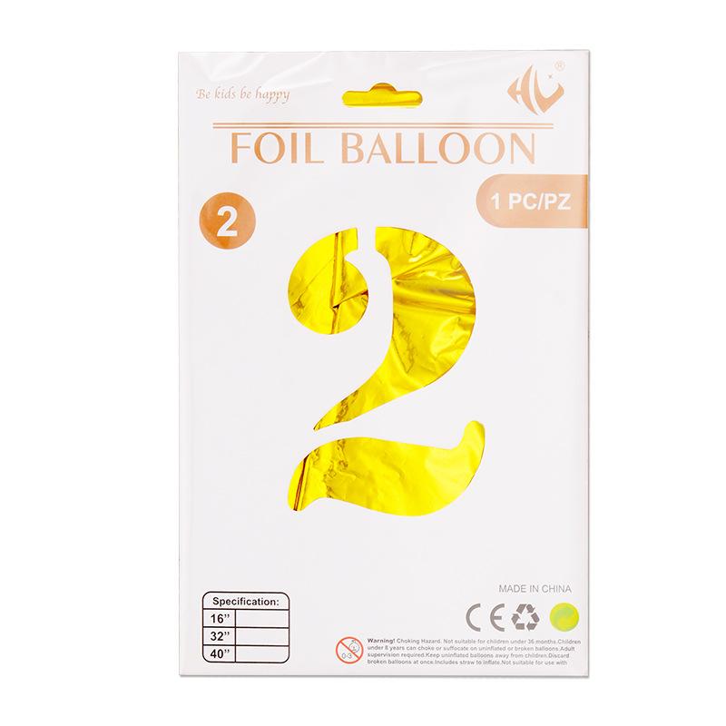 40-Inch Digital Aluminum Film Balloon Hardcover Paper Card Independent Packaging 0-9 Large Party Arrangement Aluminum Foil Balloon