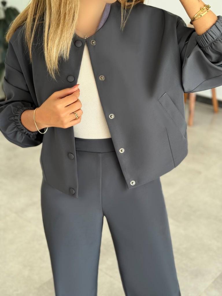 2025 Autumn/Winter Women's Vintage Lapel Irregular Long Sleeve Solid Color Set