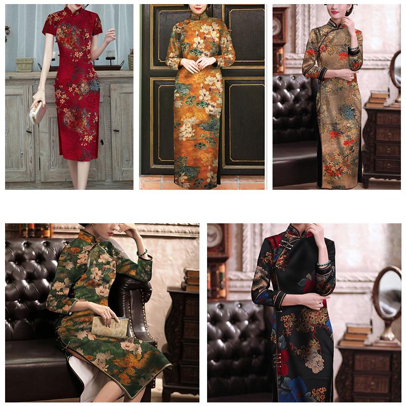50x150cm High-end Silk-like Fabric Skin-friendly Soft Chinese Style Printed Cheongsam Summer Clothing Hanfu Dress Sewing Fabric
