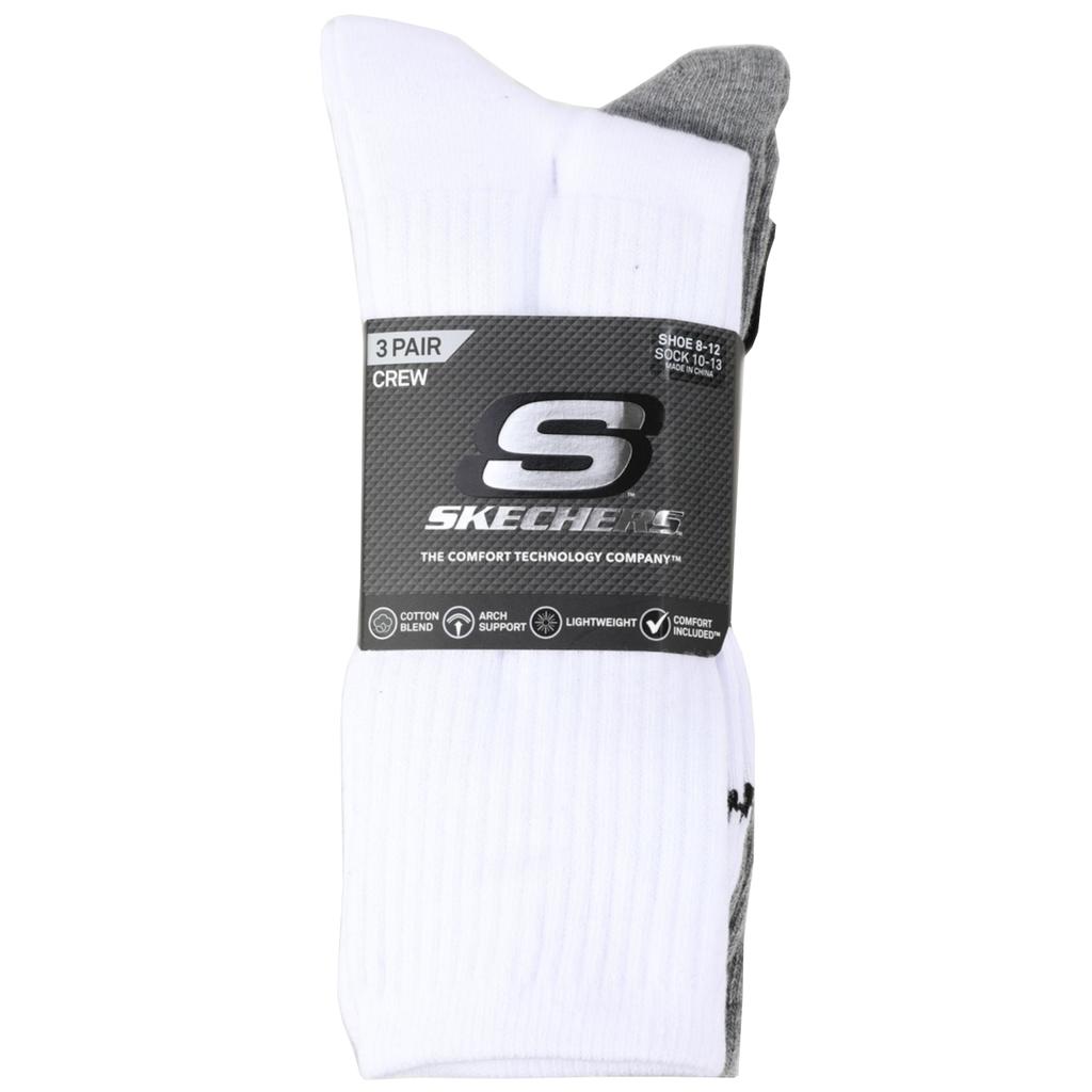 Skechers 3pk Unisex Non Terry Crew, Unisex white Socks