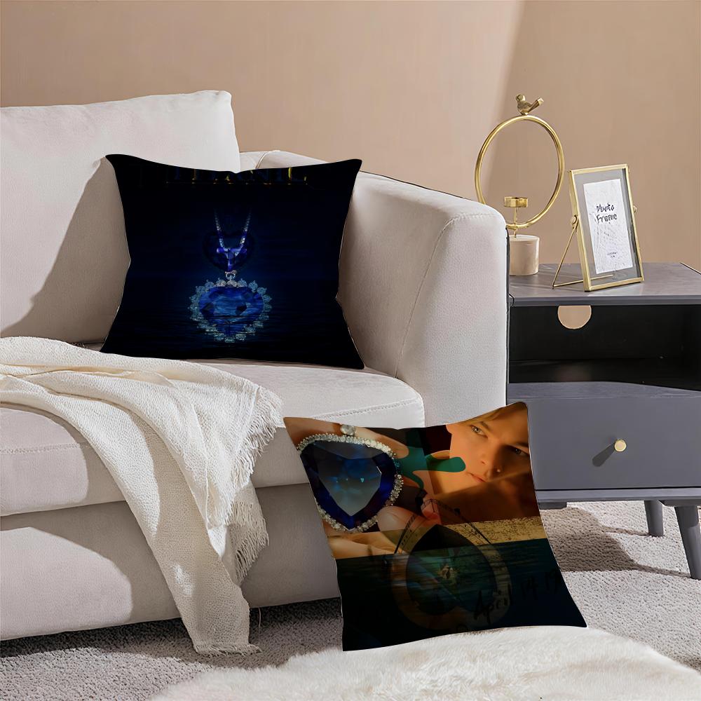 Ocean Heart Sapphire T-Titanic Pillow Case Sofa Living Room Bedroom Headboard Backrest Cushion Square Cushion