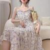 Summer Women Elegant Sweet Midi Sundress Pink Purple Beige Floral Hollow Out Delicate Sleeveless Dress Embroidery Feminine Dress