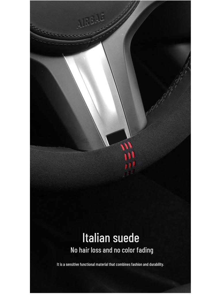 Tesla Model Y/3 Suede Steering Wheel Cover - Car-Specific Design