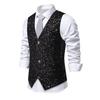 Men Waistcoat V-neck Sleeveless Single Breasted Vest Coat Shiny Sequins Daily Parties Nightclubs Vest Coat