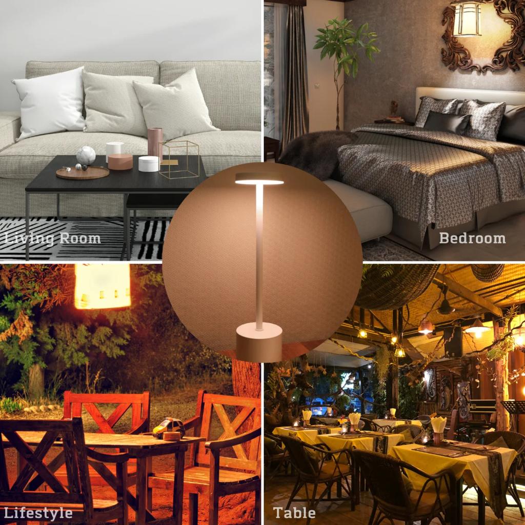 New Simple LED Rechargeable  Metal Table Lamp Three Colors Bedside Creative Ambient Light  Outdoor Decoration Night Light