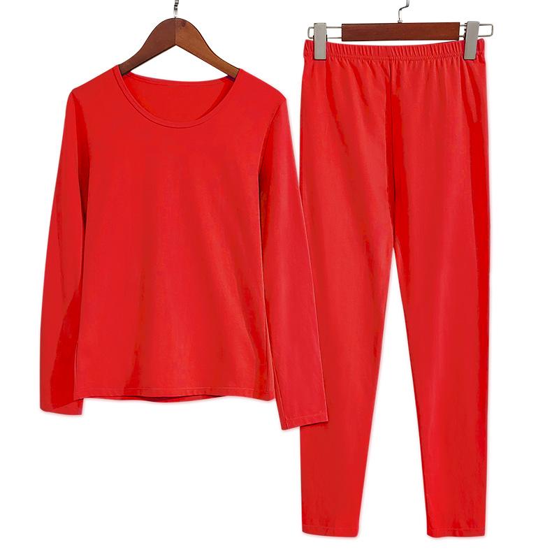 Tierkreisjahr Paar Thermo-Unterwäsche-Set – Herren- & Damen Festliches Rot Baumwolle