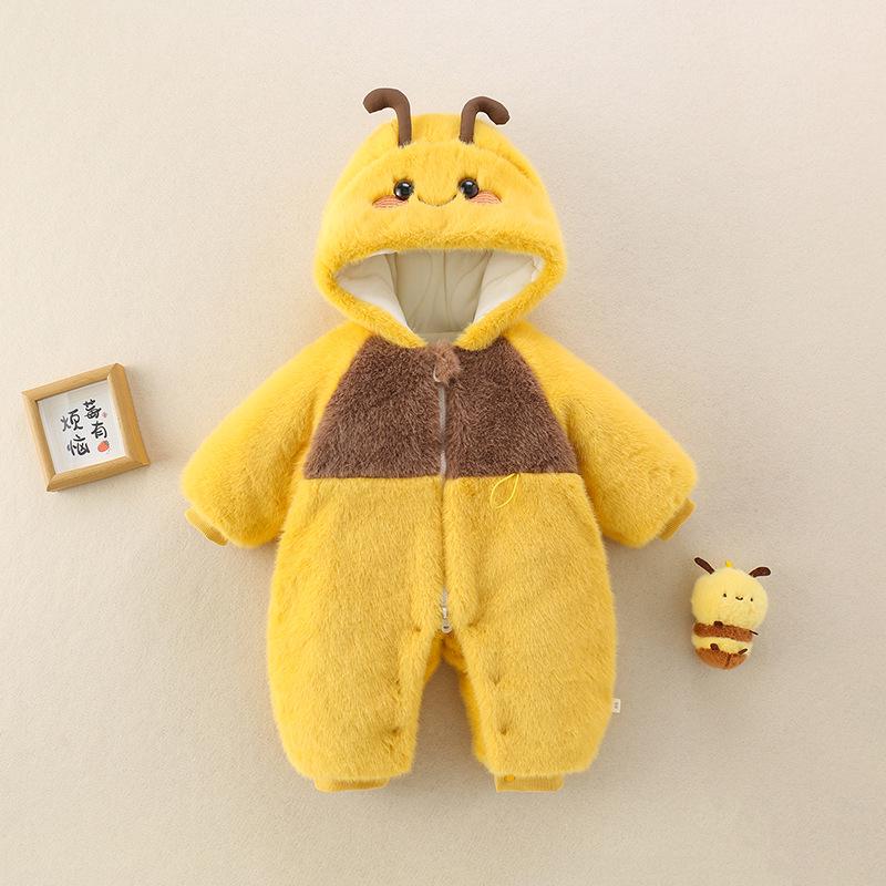 Warm Hooded Winter Jumpsuit: Thick Baby & Toddler Outdoor Crawling Bodysuit 80cm