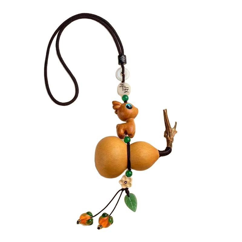 Creative Deer Gourd Car Pendant - New Chinese Style Hanging Ornament for Car Interiors
