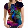 Peacock Pattern T-Shirt For Women Colorful Animal 3D Printed T Shirts Summer Casual Loose Tees Short Sleeves Round Neck Tops