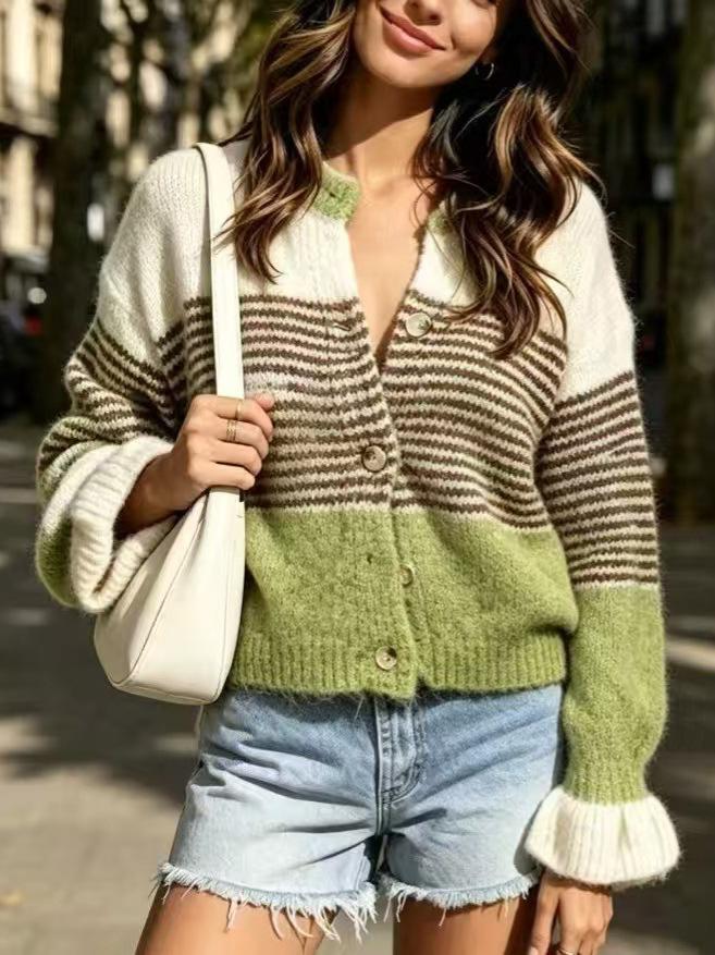 Women's Cardigan, Striped for Fall and Winter
