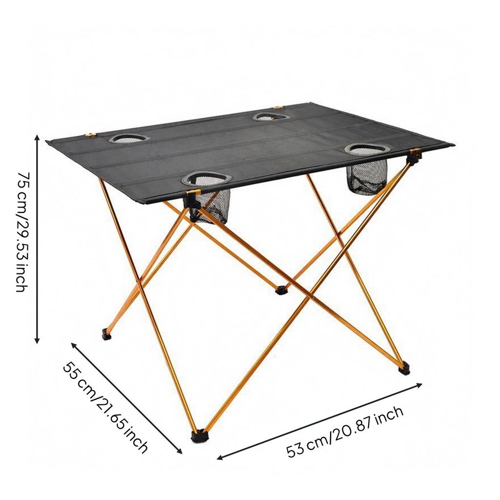 Easy to Set up Portable Outdoor Table with Mesh Storage Pockets Foldable