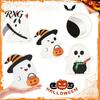 Wooden Halloween Decor 3Pcs Sweet Ghost Decor, Cute Figurines with Candy Ornaments Pumpkin & Cauldron, Tabletop Centerpiece for Home, Party