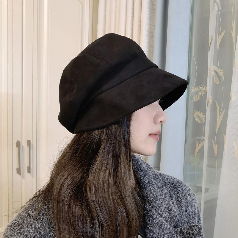 

New autumn and winter Bere octagonal hat versatile stack hat newsboy hat casual painter hat trendy hat One Size чорний
