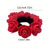 Elegant Rose Flower Hairband for Women Elastic Anti Slip Ponytail Holder with Soft Fabric, Cute Floral Design In 12 Colors Perfect for Daily Use Birt