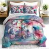 3PC Unicorn Floral Fantasy Bedding Set - Magical Duvet Cover with 2 Pillowcases for Bedroom Or Guest Room Decor